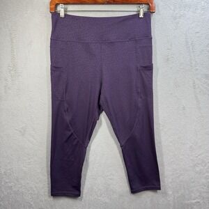 ZYIA‎ Active Purple Hi-Rise Capri Pant Leggings Size 16-18 Side Pockets